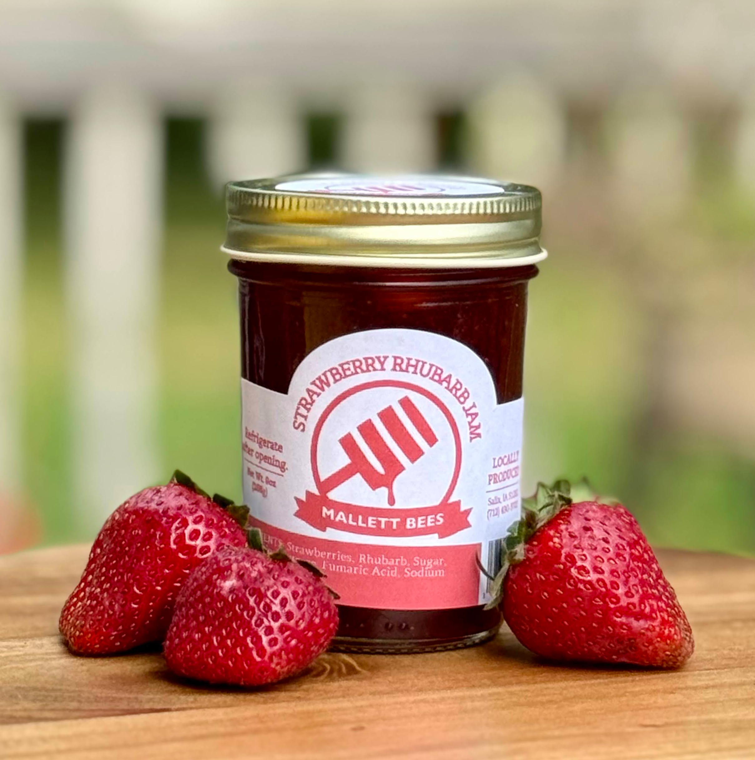 Strawberry Rhubarb Jam - 9oz – Mallett Bees